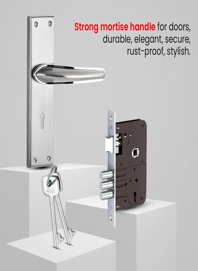 Link Infynia Mortise Lock |for Main & Internal Door in Residential & Commercial Spaces | 8 Inches Heavy Duty Handle Set with Both Side Key Access, 3 Keys,6 Lever Lock Body |SS Finish|2 Years Warranty - Image 5